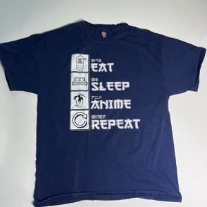 Anime Shirt Eat, Sleep, Anime, Repeat Mens Size Large
